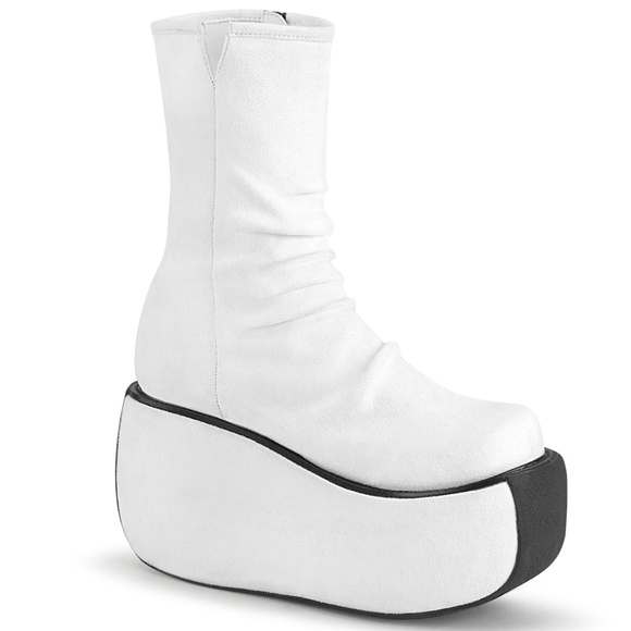 Gothic Platform Ruched Vegan Suede Ankle Boots